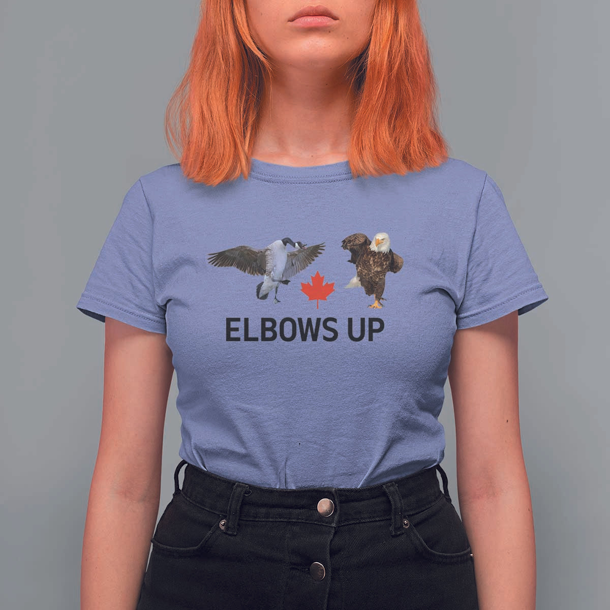 Elbows Up T Shirt For Women Canada Goose Vs Eagle Maple Leaf TS02