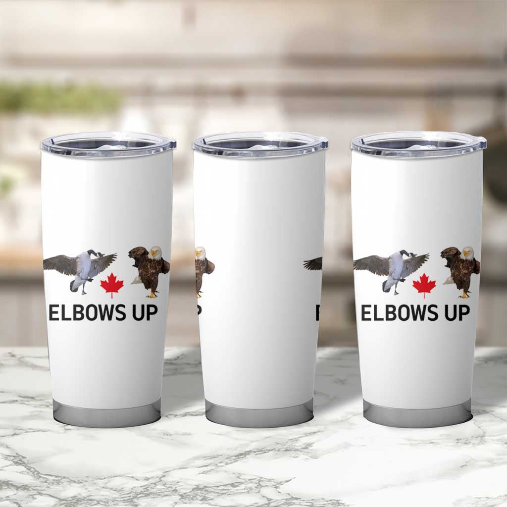 Elbows Up Tumbler Cup Canada Goose Vs Eagle Maple Leaf