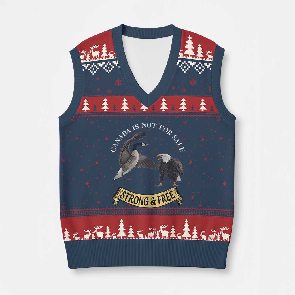 Elbows Up V-Neck Knit Sweater Vest Canada Is Not For Sale Goose Vs Eagle - Wonder Print Shop