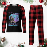Funny Autistic Alpha Wolf Meme Plaid Pajama Set You Call It Autism I Call It Having That Dawg In Me - Wonder Print Shop