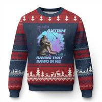 Funny Autistic Alpha Wolf Meme Ugly Christmas Sweater You Call It Autism I Call It Having That Dawg In Me - Wonder Print Shop