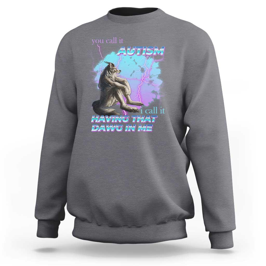 Funny Autistic Alpha Wolf Meme Sweatshirt You Call It Autism I Call It Having That Dawg In Me