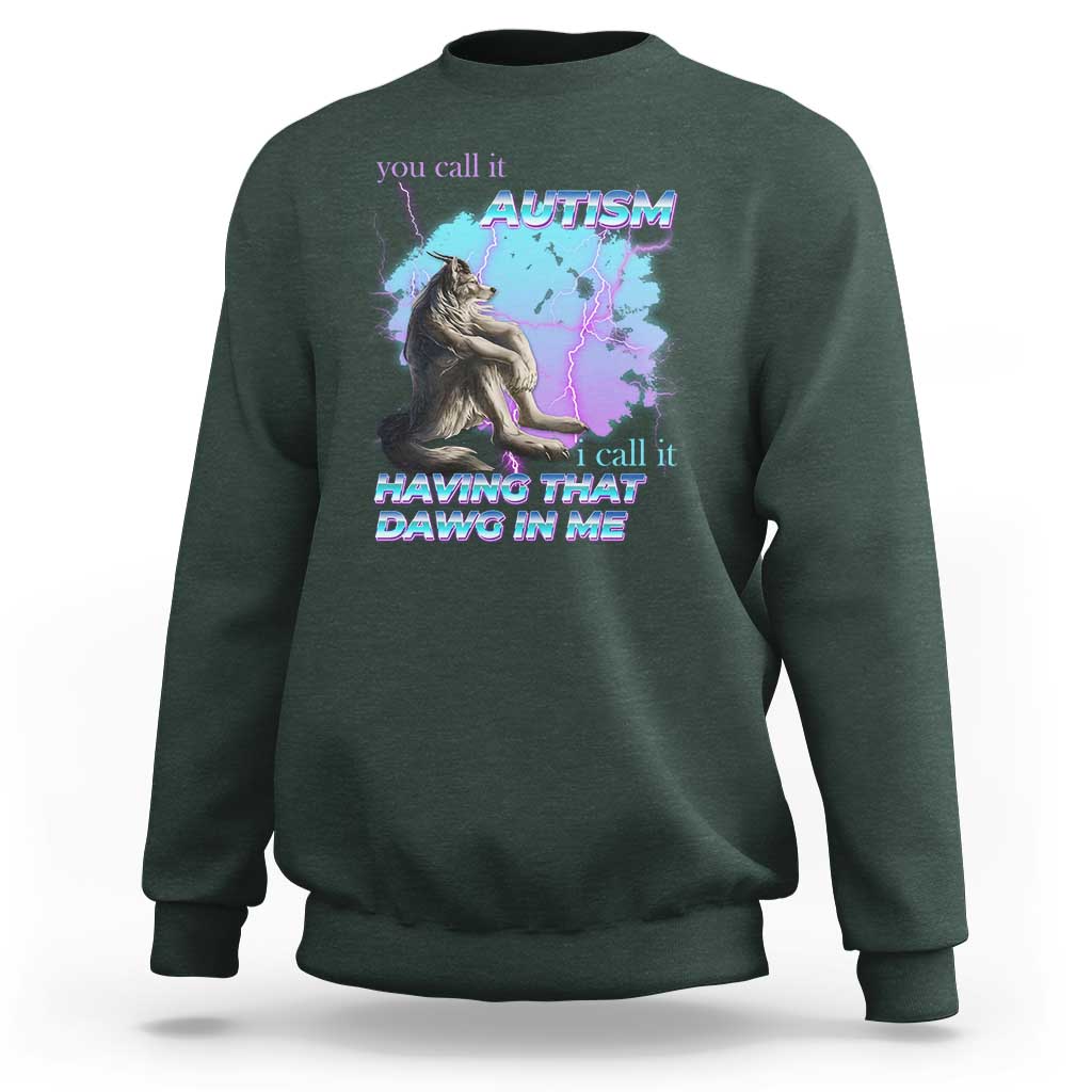Funny Autistic Alpha Wolf Meme Sweatshirt You Call It Autism I Call It Having That Dawg In Me