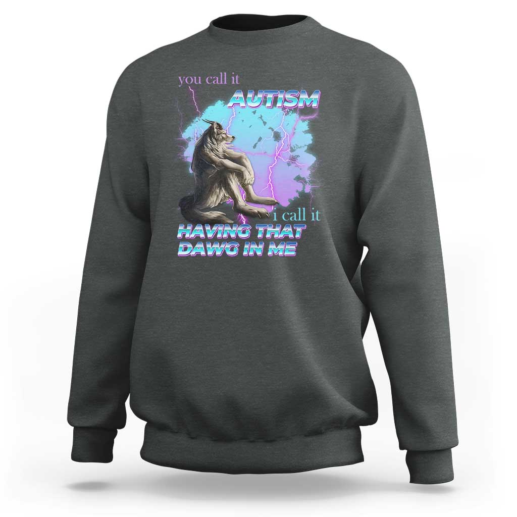 Funny Autistic Alpha Wolf Meme Sweatshirt You Call It Autism I Call It Having That Dawg In Me
