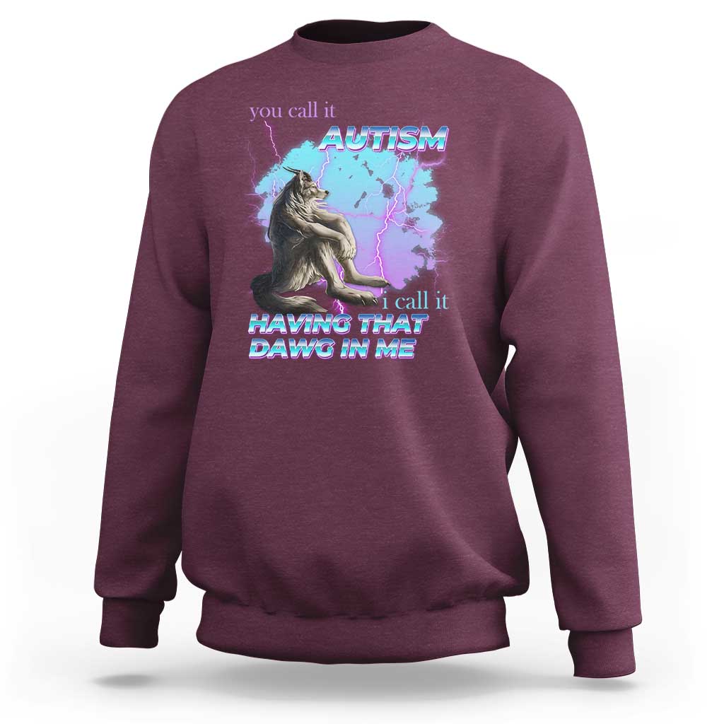 Funny Autistic Alpha Wolf Meme Sweatshirt You Call It Autism I Call It Having That Dawg In Me