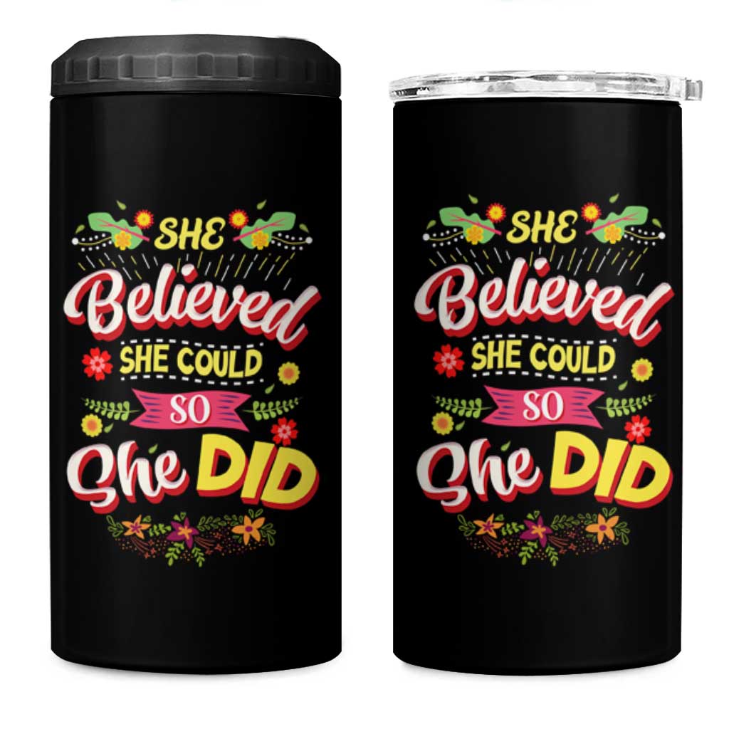 She Believed She Could So She Did 4 in 1 Can Cooler Tumbler