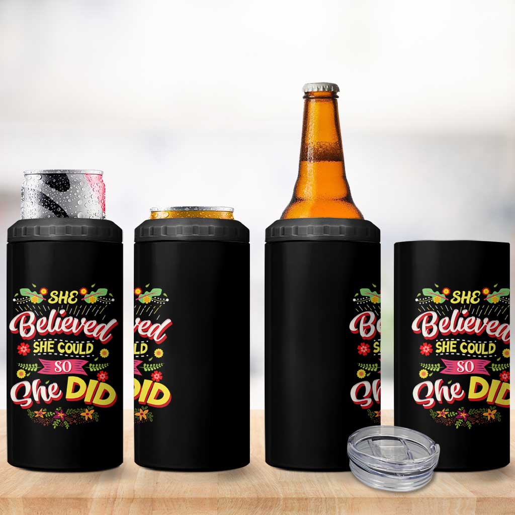 She Believed She Could So She Did 4 in 1 Can Cooler Tumbler