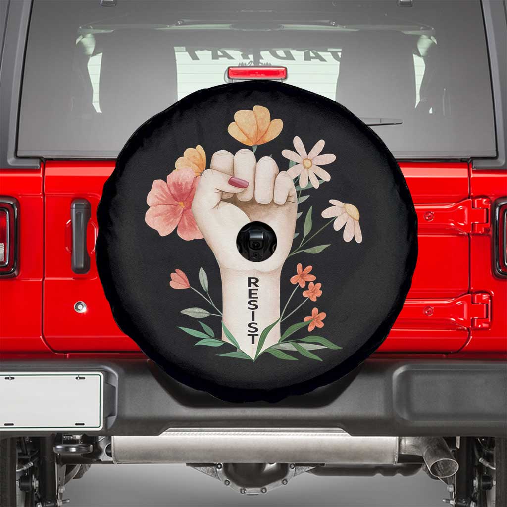Empowered Women Spare Tire Cover Resist Raised Fist Retro Boho