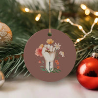 Empowered Women Ceramic Ornament Resist Raised Fist Retro Boho - Wonder Print Shop