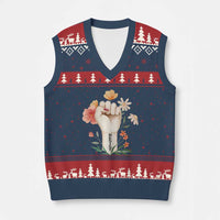 Empowered Women V-Neck Knit Sweater Vest Resist Raised Fist Retro Boho - Wonder Print Shop