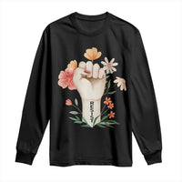 Empowered Women Long Sleeve Shirt Resist Raised Fist Retro Boho