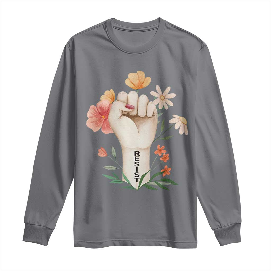 Empowered Women Long Sleeve Shirt Resist Raised Fist Retro Boho