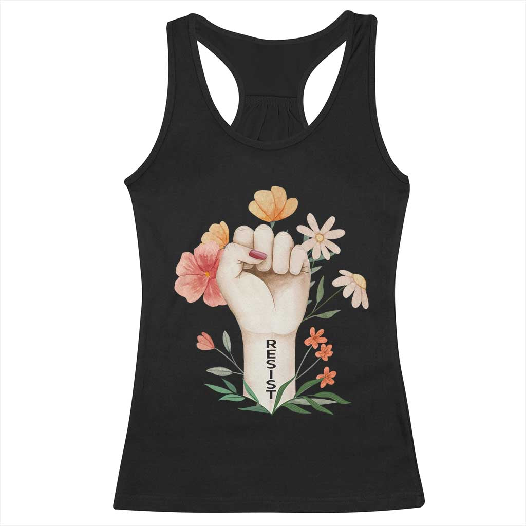 Empowered Women Racerback Tank Top Resist Raised Fist Retro Boho