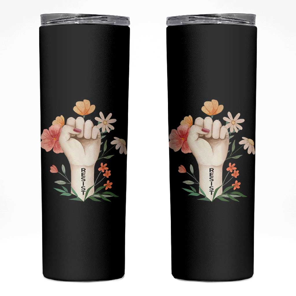 Empowered Women Skinny Tumbler Resist Raised Fist Retro Boho