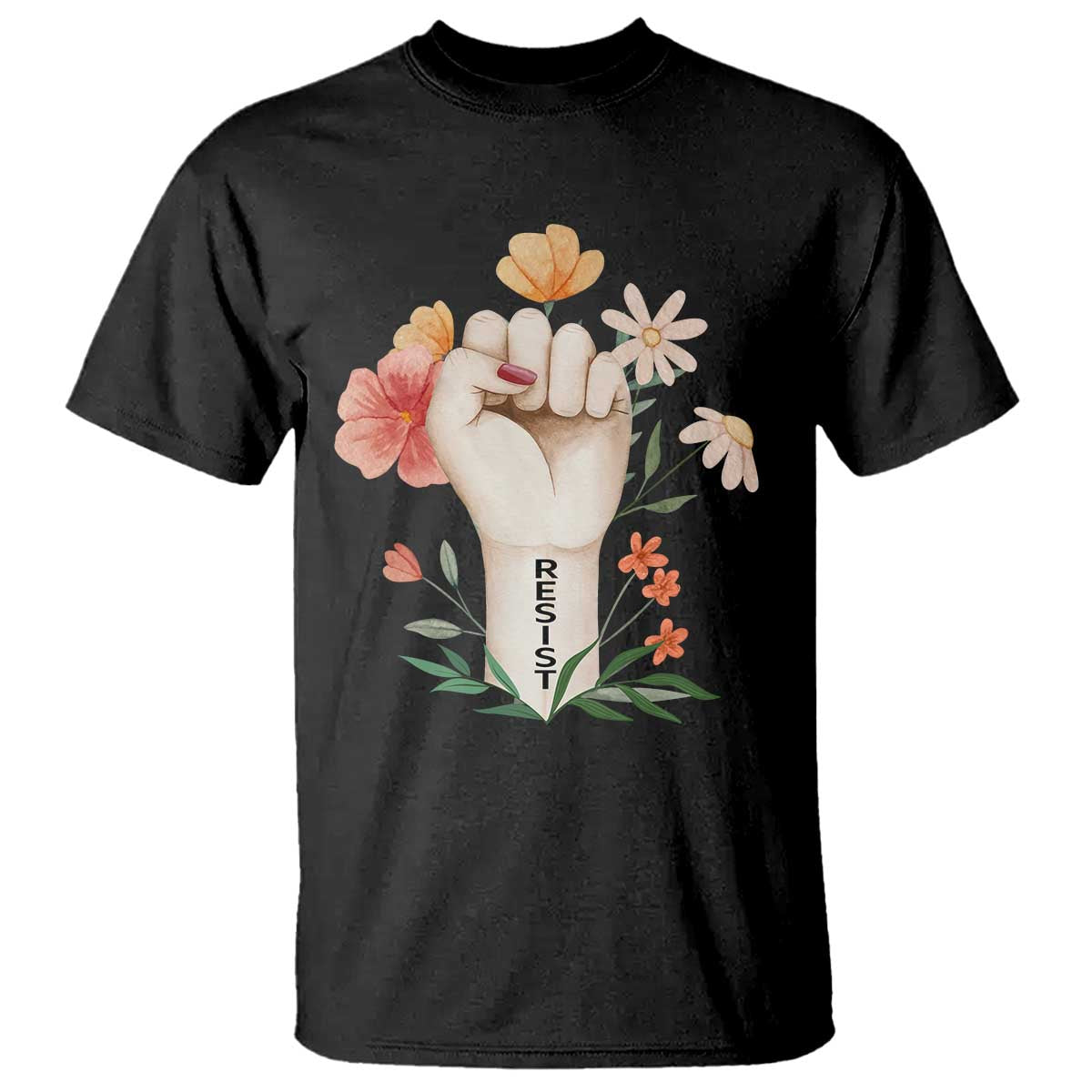 Empowered Women T Shirt Resist Raised Fist Retro Boho