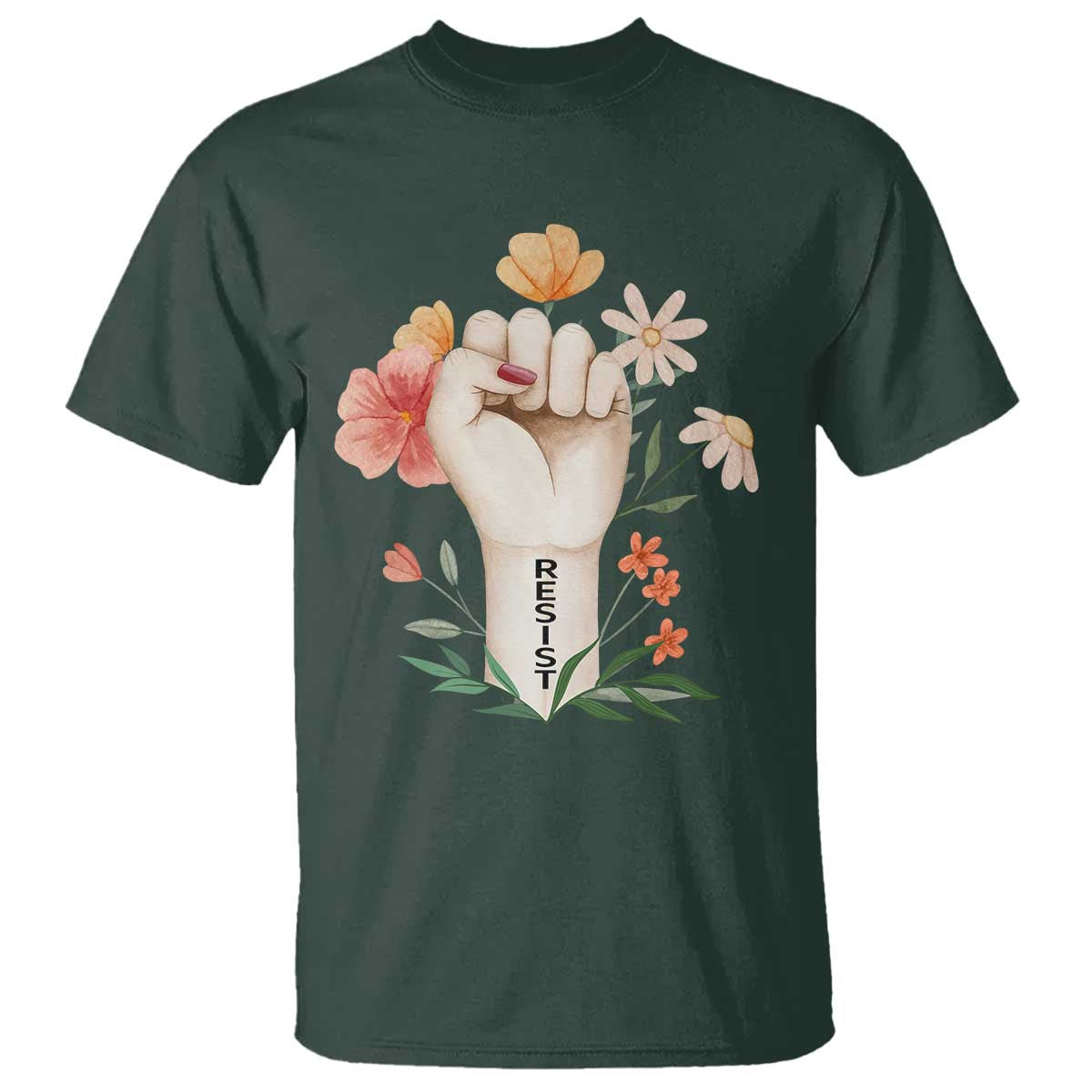 Empowered Women T Shirt Resist Raised Fist Retro Boho