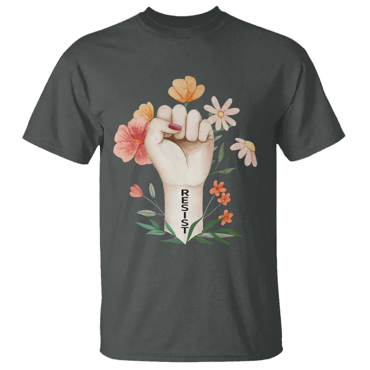 Empowered Women T Shirt Resist Raised Fist Retro Boho