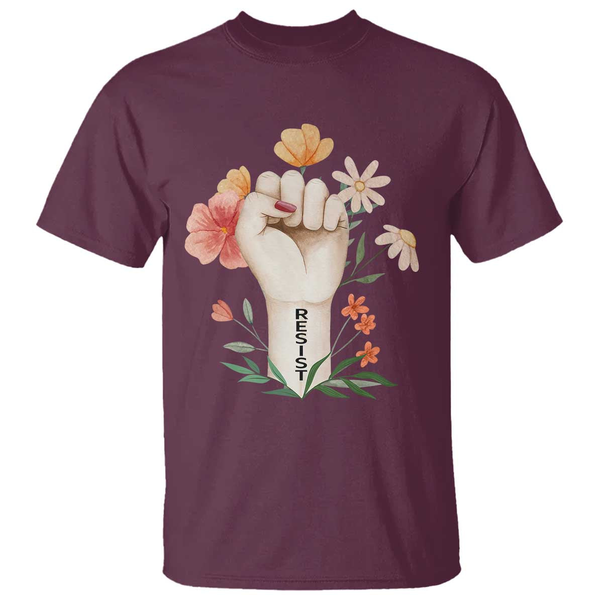 Empowered Women T Shirt Resist Raised Fist Retro Boho