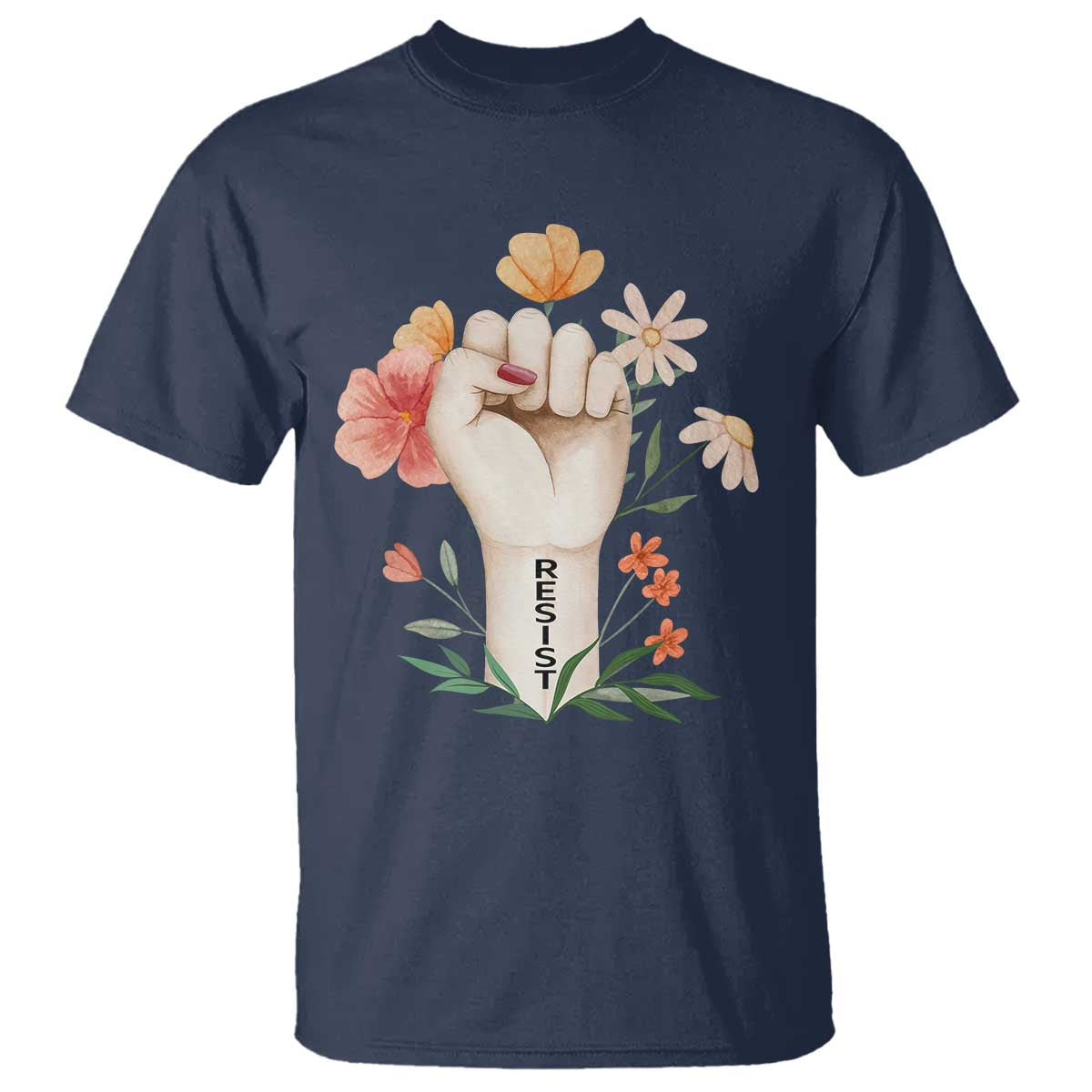 Empowered Women T Shirt Resist Raised Fist Retro Boho