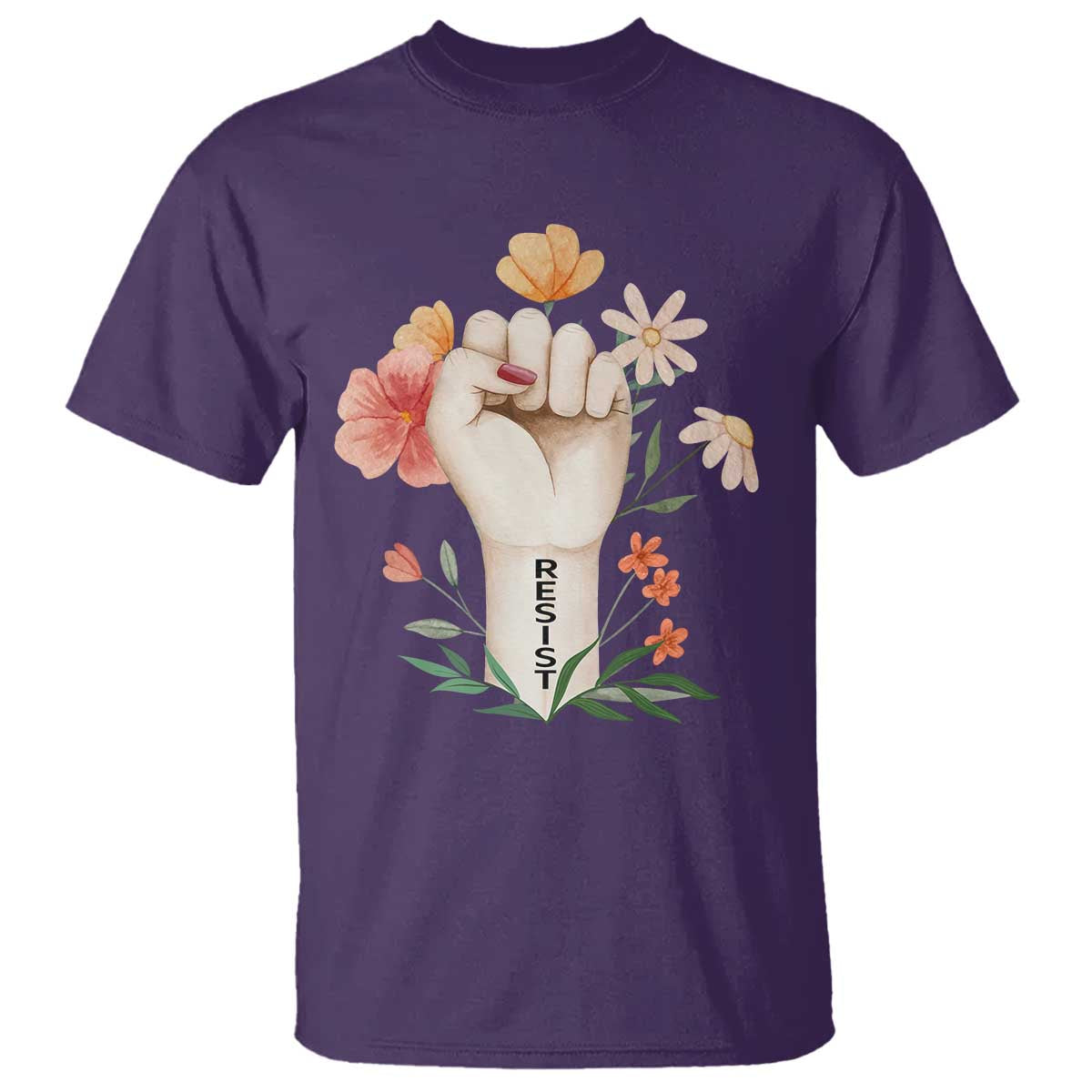 Empowered Women T Shirt Resist Raised Fist Retro Boho