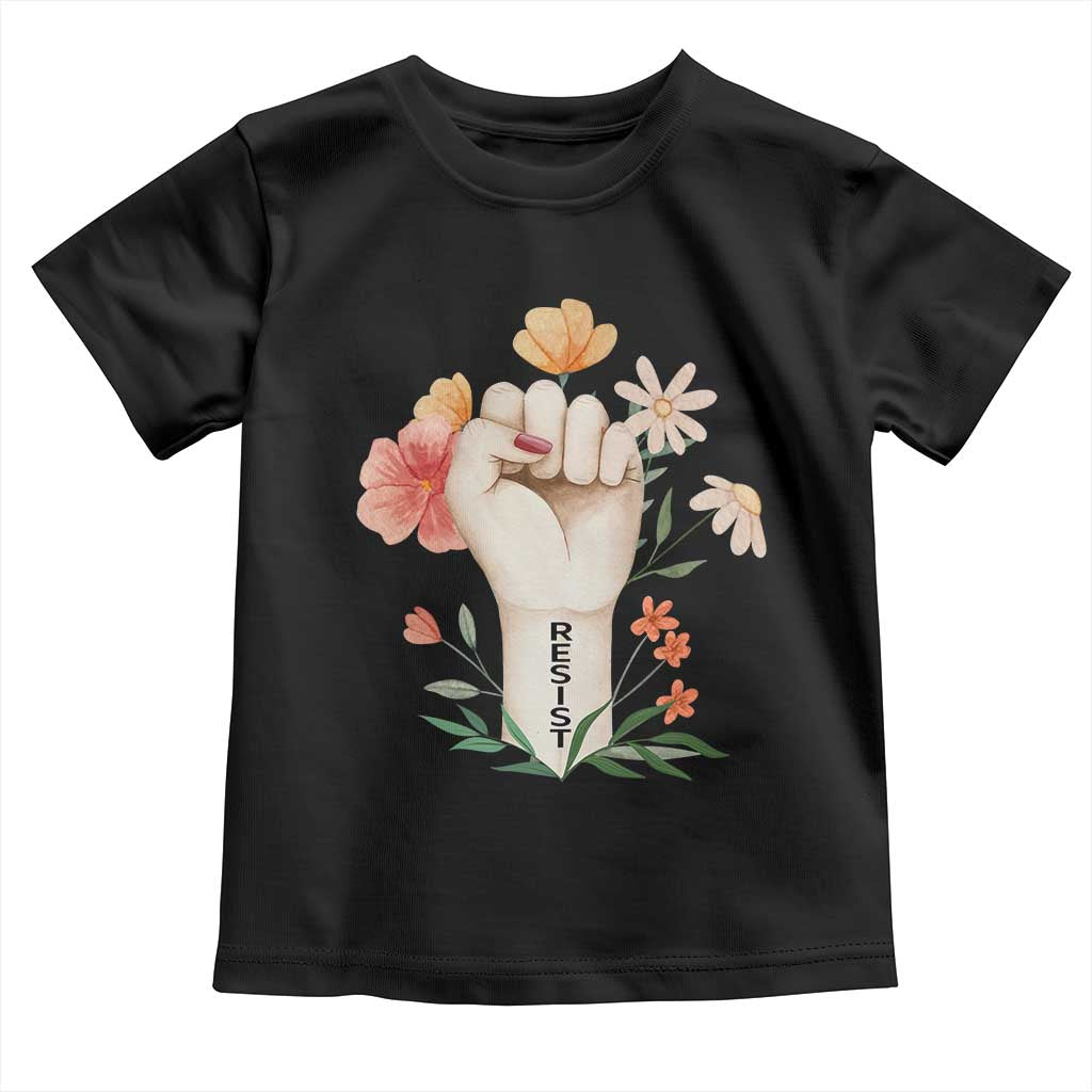 Empowered Women Toddler T Shirt Resist Raised Fist Retro Boho