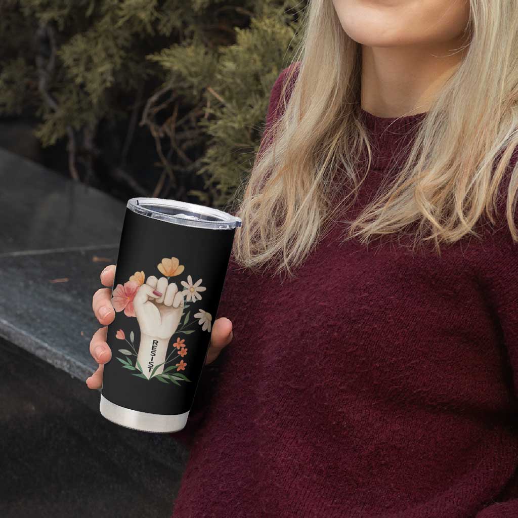Empowered Women Tumbler Cup Resist Raised Fist Retro Boho