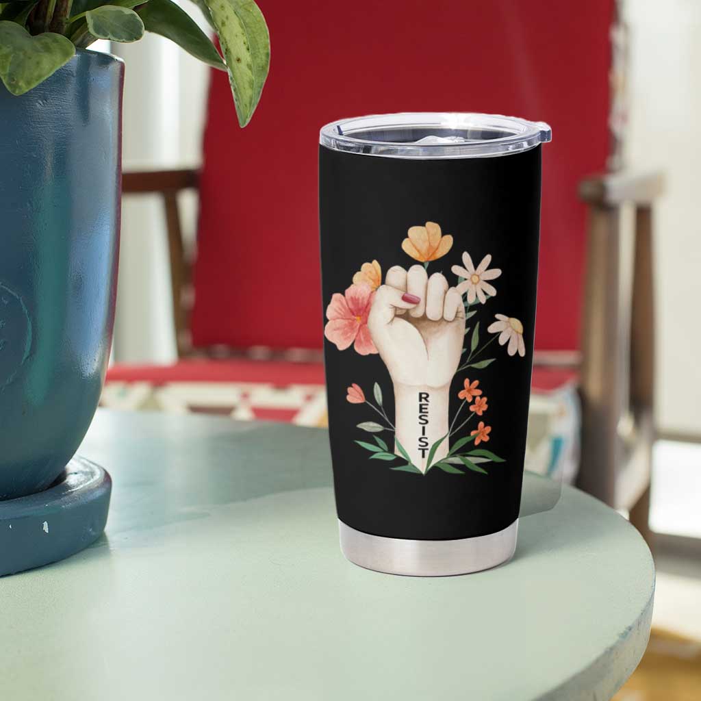Empowered Women Tumbler Cup Resist Raised Fist Retro Boho
