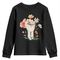 Empowered Women Youth Sweatshirt Resist Raised Fist Retro Boho