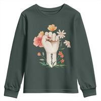 Empowered Women Youth Sweatshirt Resist Raised Fist Retro Boho