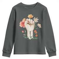Empowered Women Youth Sweatshirt Resist Raised Fist Retro Boho