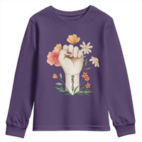 Empowered Women Youth Sweatshirt Resist Raised Fist Retro Boho