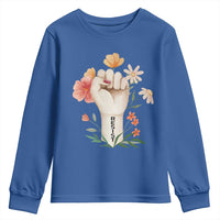Empowered Women Youth Sweatshirt Resist Raised Fist Retro Boho