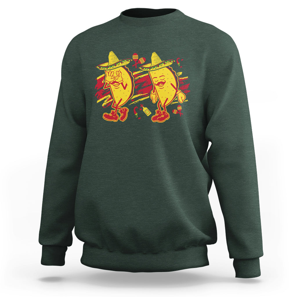 Funny Cinco De Mayo Sweatshirt Taco Griddy Dance Cinco de Mayo Dancing Tacos Sombrero - Wonder Print Shop
