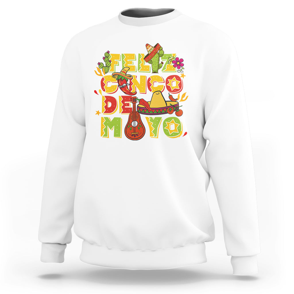 Funny Cinco De Mayo Sweatshirt Feliz Cinco De Mayo Mexican Fiesta Happy 5 De Mayo Party - Wonder Print Shop