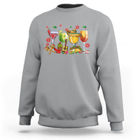Sport gray sweatshirt with colorful fiesta drinks graphic across the chest
