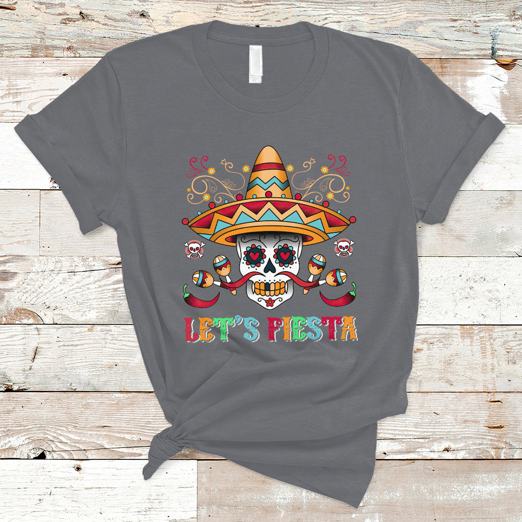 Funny Cinco De Mayo T Shirt Cinco De Mayo Let's Fiesta Mexican Sugar Skull Mexican Party - Wonder Print Shop