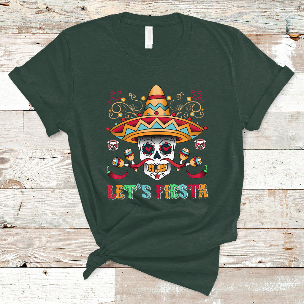 Funny Cinco De Mayo T Shirt Cinco De Mayo Let's Fiesta Mexican Sugar Skull Mexican Party - Wonder Print Shop