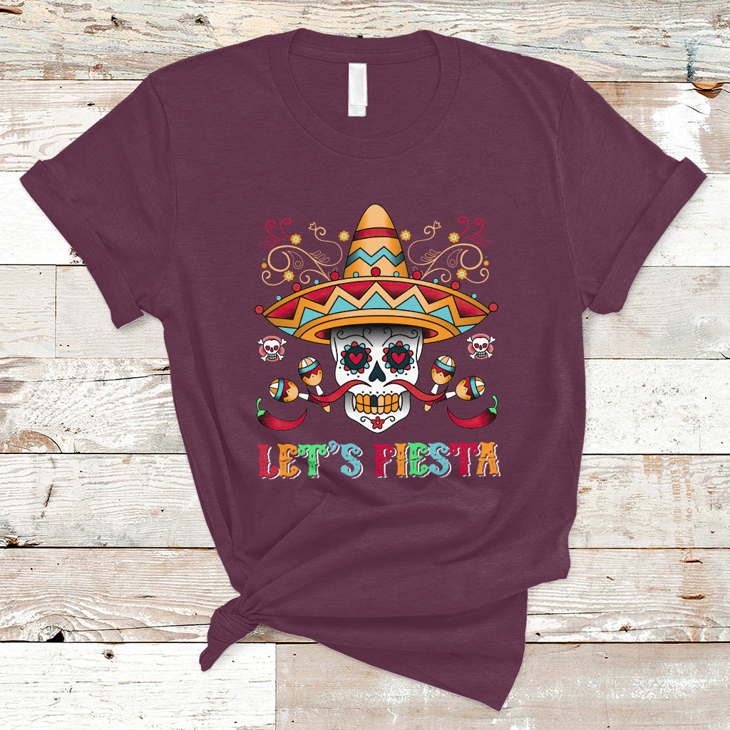 Funny Cinco De Mayo T Shirt Cinco De Mayo Let's Fiesta Mexican Sugar Skull Mexican Party - Wonder Print Shop
