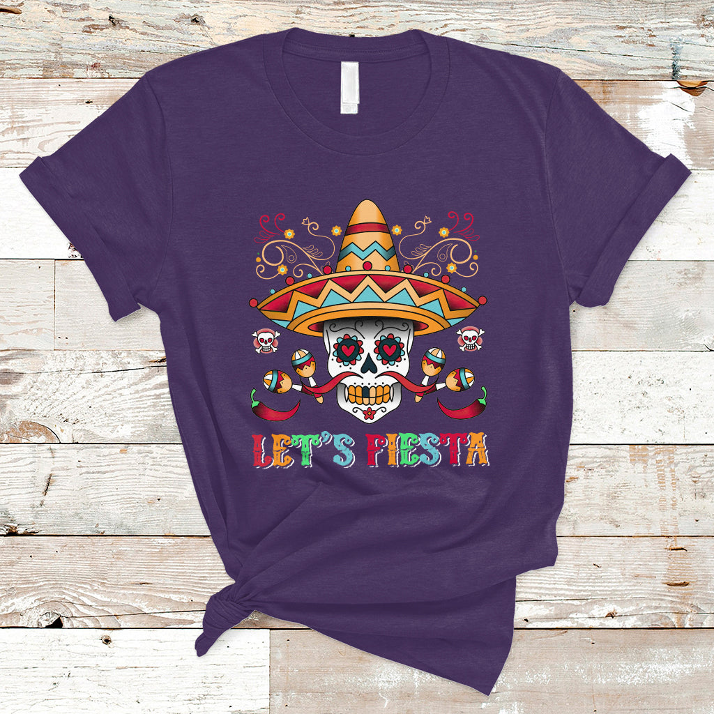 Funny Cinco De Mayo T Shirt Cinco De Mayo Let's Fiesta Mexican Sugar Skull Mexican Party - Wonder Print Shop