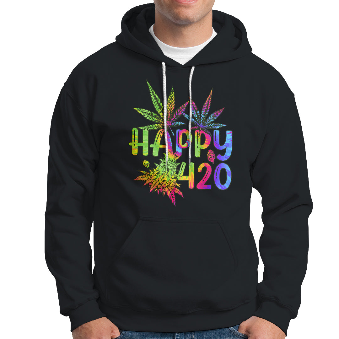 Happy 420 Hoodie Happy 420 Day Cannabis Weed Marijuana Leaf Lovers Men Women - Wonder Print Shop
