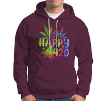 Happy 420 Hoodie Happy 420 Day Cannabis Weed Marijuana Leaf Lovers Men Women - Wonder Print Shop