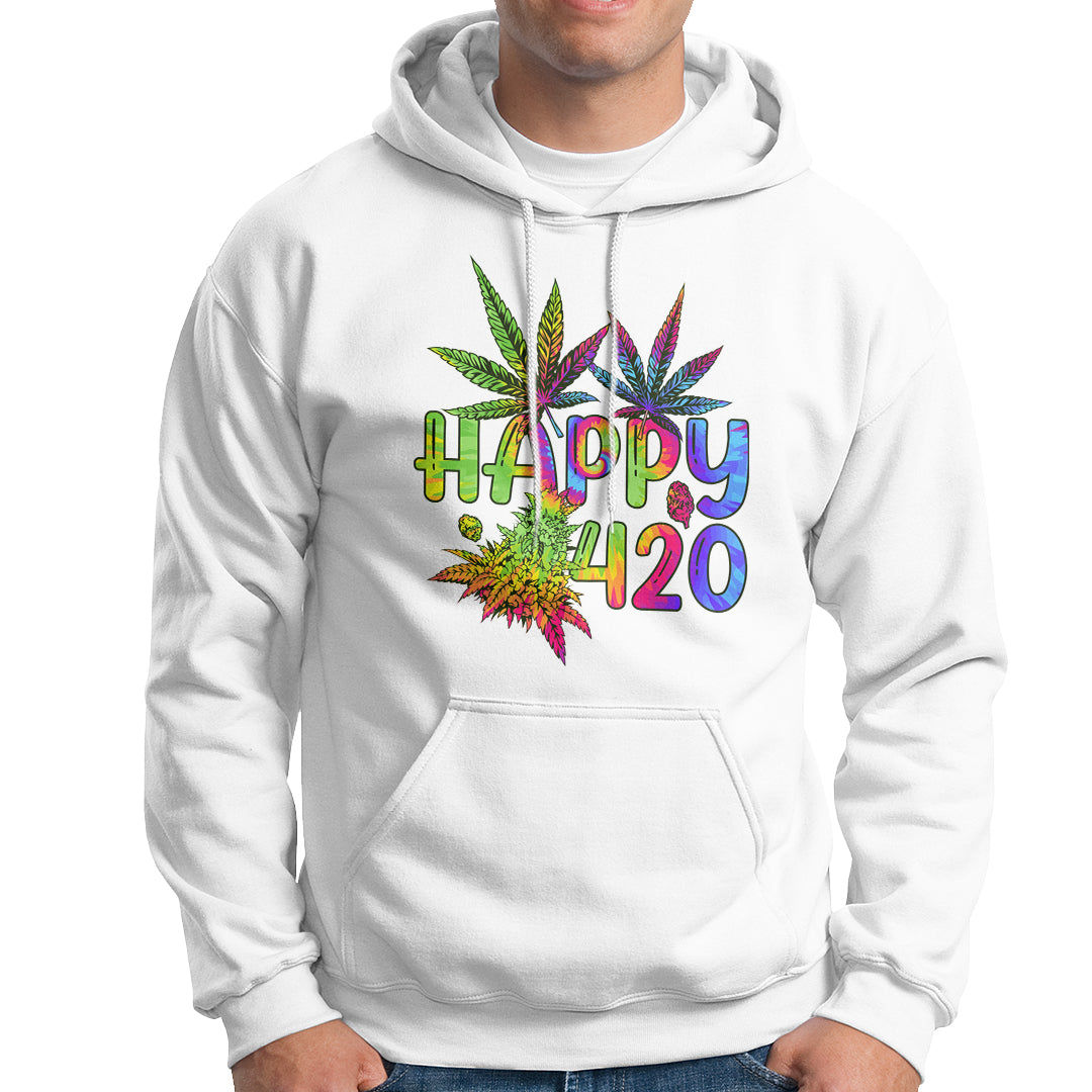 Happy 420 Hoodie Happy 420 Day Cannabis Weed Marijuana Leaf Lovers Men Women - Wonder Print Shop