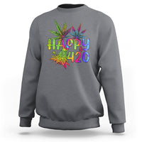 Happy 420 Sweatshirt Happy 420 Day Cannabis Weed Marijuana Leaf Lovers Men Women - Wonder Print Shop