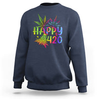 Happy 420 Sweatshirt Happy 420 Day Cannabis Weed Marijuana Leaf Lovers Men Women - Wonder Print Shop