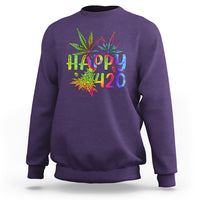 Happy 420 Sweatshirt Happy 420 Day Cannabis Weed Marijuana Leaf Lovers Men Women - Wonder Print Shop