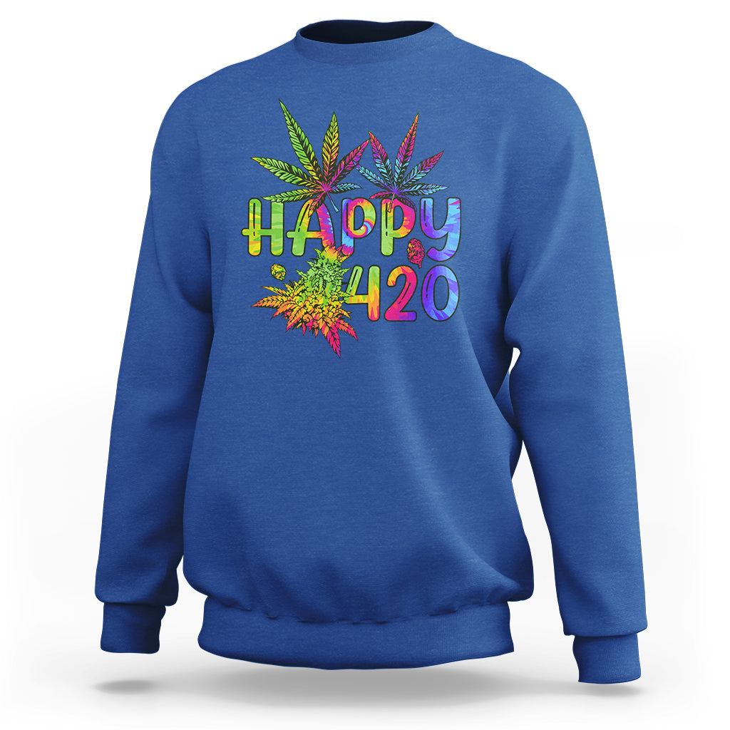 Happy 420 Sweatshirt Happy 420 Day Cannabis Weed Marijuana Leaf Lovers Men Women - Wonder Print Shop