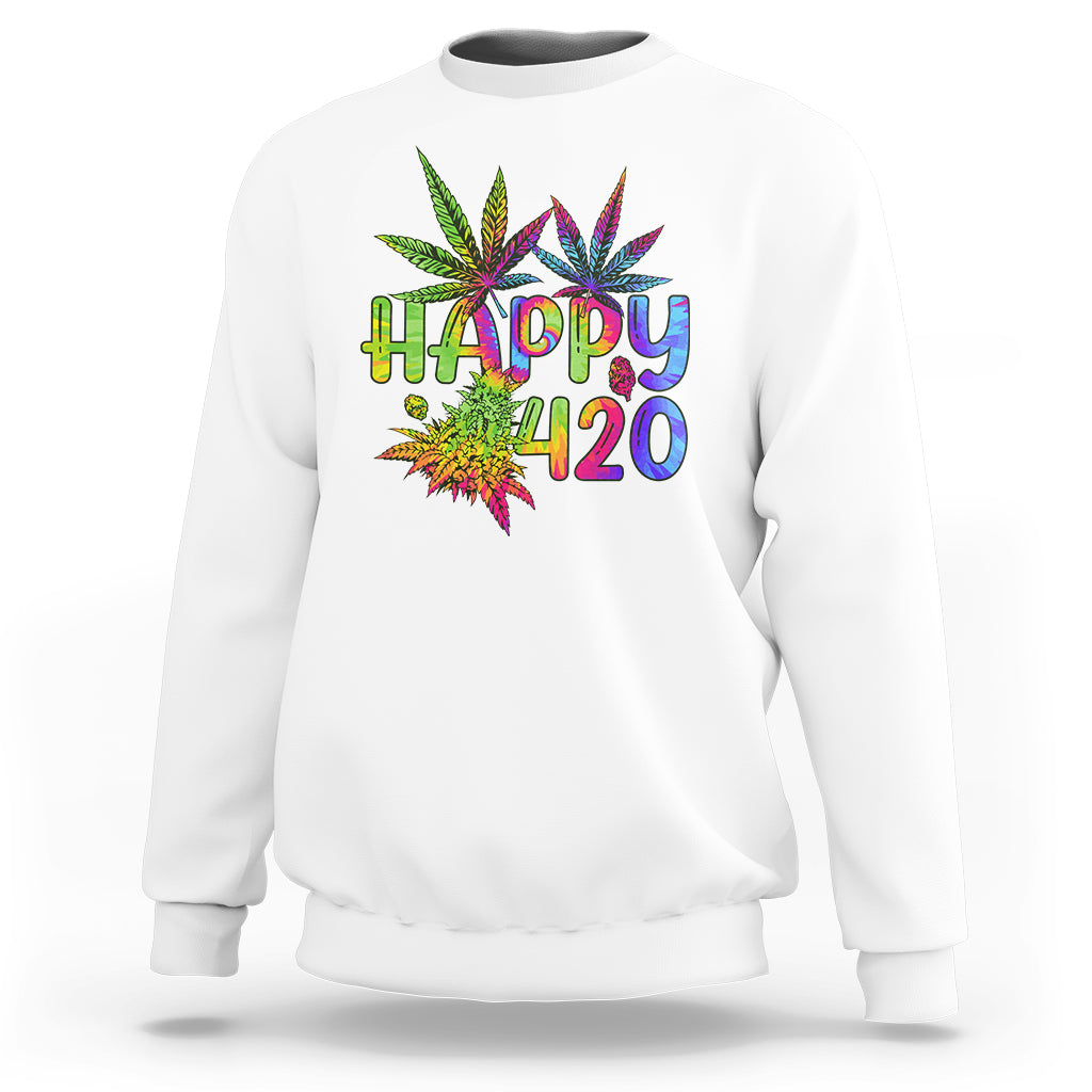 Happy 420 Sweatshirt Happy 420 Day Cannabis Weed Marijuana Leaf Lovers Men Women - Wonder Print Shop