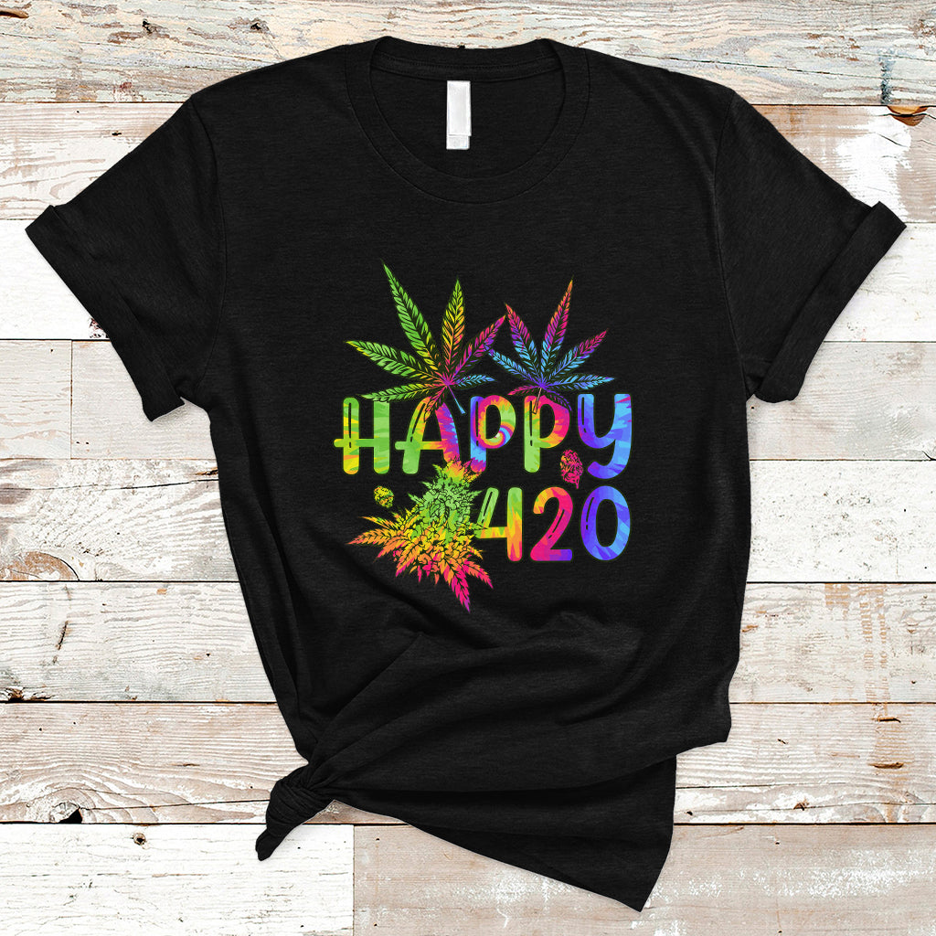 Happy 420 T Shirt Happy 420 Day Cannabis Weed Marijuana Leaf Lovers Men Women - Wonder Print Shop