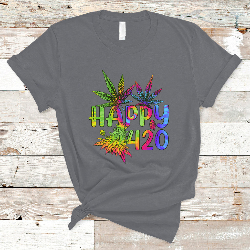 Happy 420 T Shirt Happy 420 Day Cannabis Weed Marijuana Leaf Lovers Men Women - Wonder Print Shop