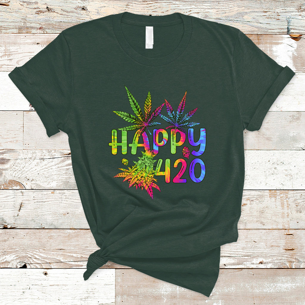 Happy 420 T Shirt Happy 420 Day Cannabis Weed Marijuana Leaf Lovers Men Women - Wonder Print Shop